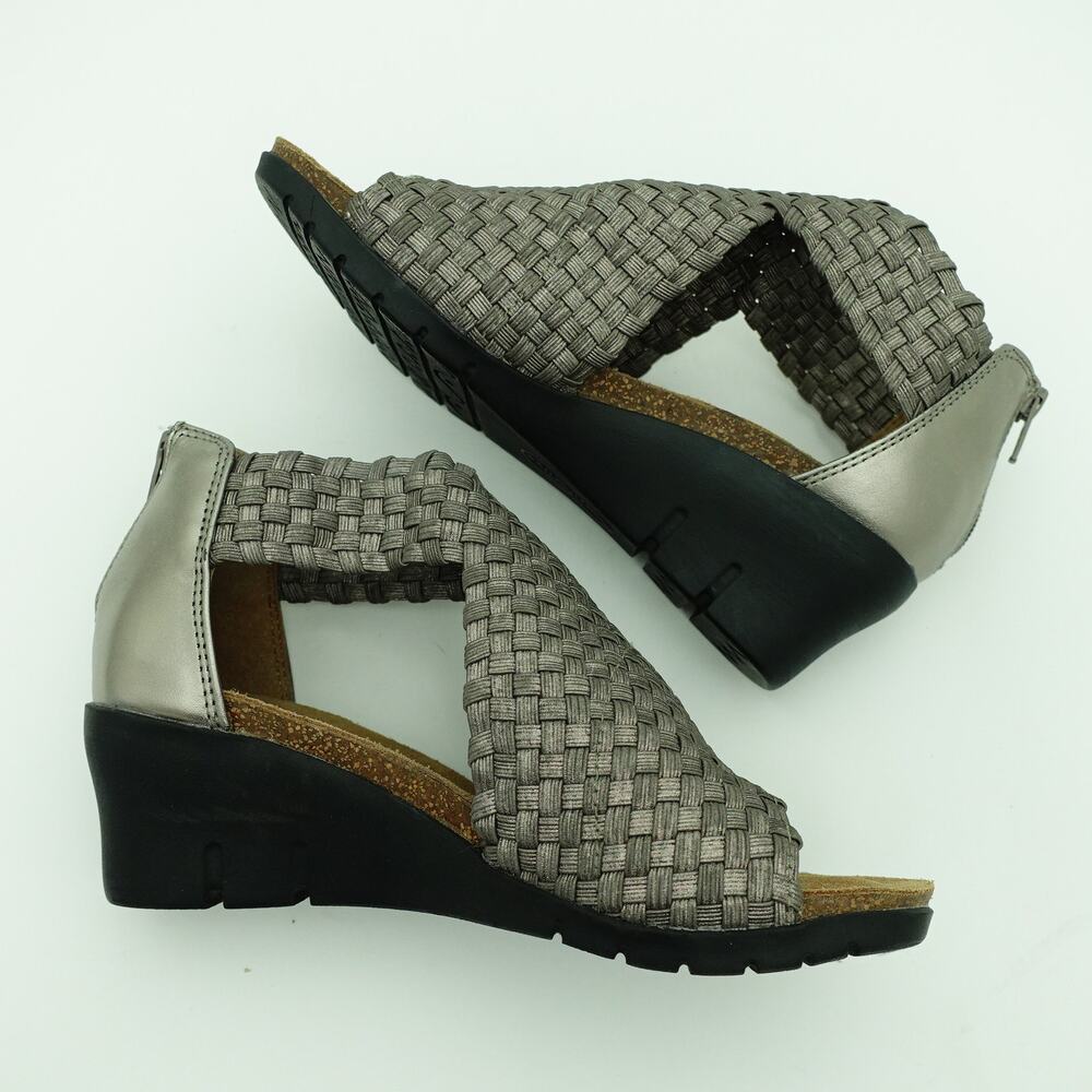 Comfortiva Metallic Gunmetal Silver Weave Comfort Wedge Sandals - Size 6.5 - Picture 5 of 8